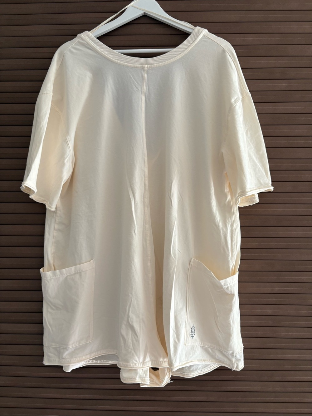 FP Movement by Free People Cream Oversized Romper with Front Pockets